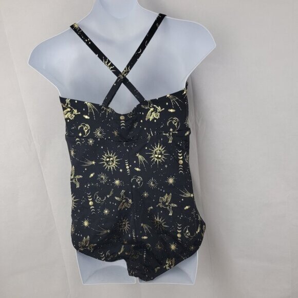 TORRID Womens Swimsuit Wireless Lattice One Piece BLACK Celestial Star Sz 2 Plus - Picture 4 of 16